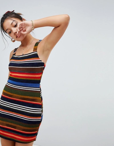 Shop Honey Punch Bodycon Cami Dress In Stripe-multi
