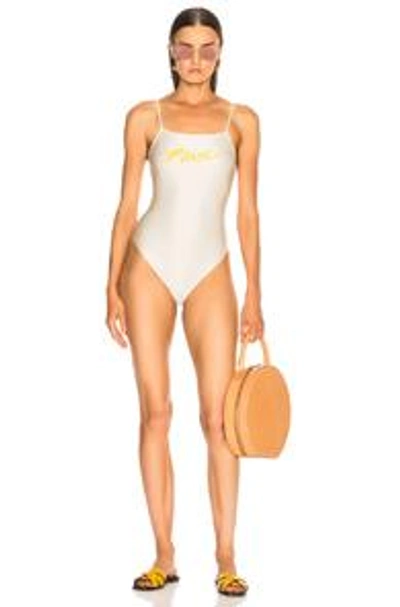 Shop Adriana Degreas Muse High Leg Swimsuit In White
