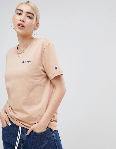 Shop Champion Relaxed T-shirt With Small Script Logo - Brown