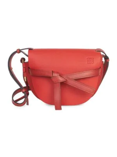 Shop Loewe Small Gate Leather Saddle Bag In Scarlet Red