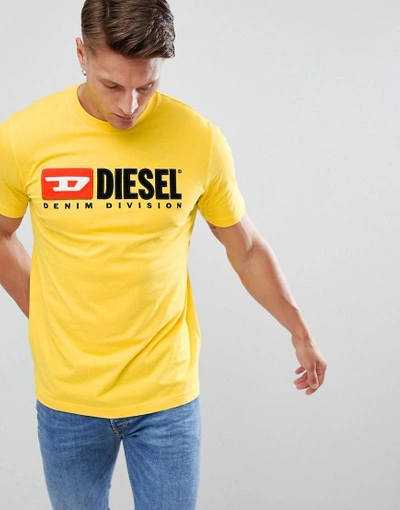 Shop Diesel T-just-division Industry Logo T-shirt Yellow - Yellow