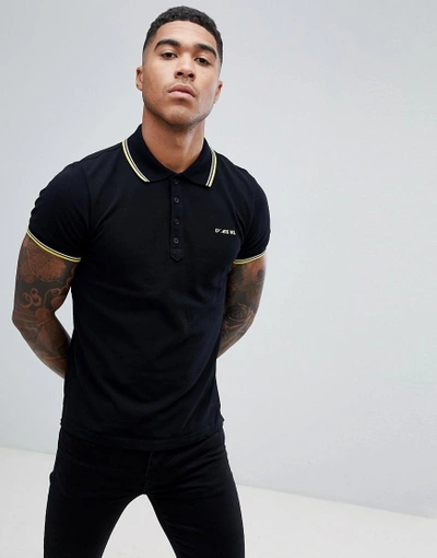 Shop Diesel T-randy- Broken Tipped Logo Polo Shirt Black - Black