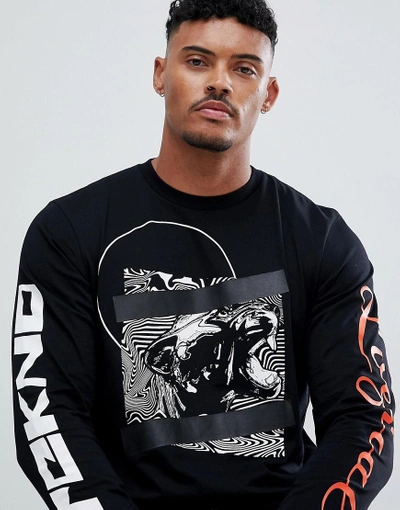 Shop Diesel T-just-ls-wc Panther Long Sleeve T-shirt - Black