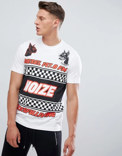 Shop Diesel T-just-wf Noize Logo T-shirt - White
