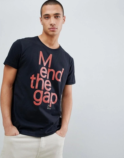 Shop Nudie Jeans Co Anders Mend The Gap Organic Cotton T-shirt In Black - Black