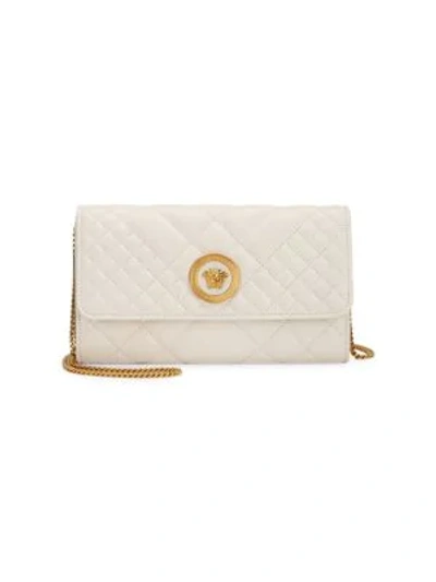 Shop Versace Quilted Icon Evening Bag In Off White