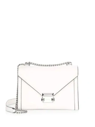 Shop Michael Michael Kors Whitney Large Leather Shoulder Bag In Optic White