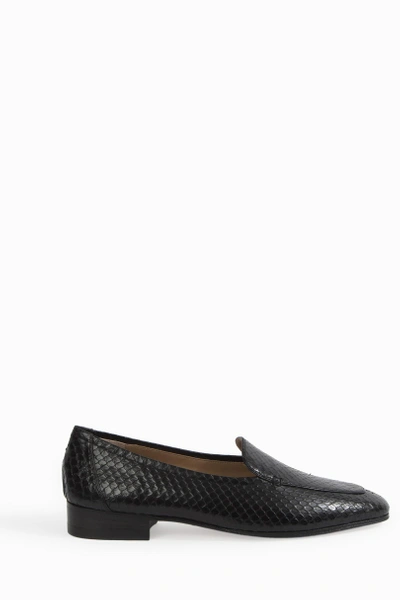 The Row Adam Watersnake Loafers In Black