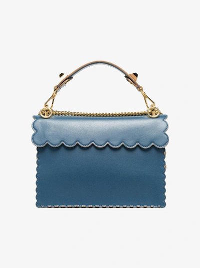 Shop Fendi Blue Kan I Leather Shoulder Bag