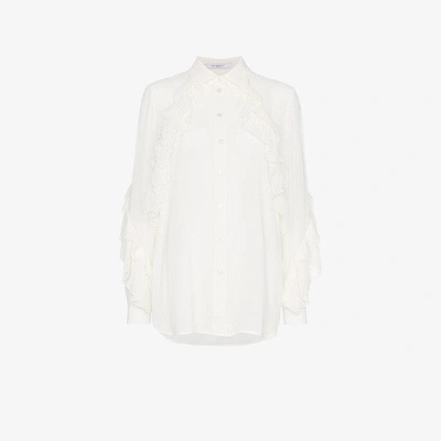 Shop Givenchy Ruffle Button Down Shirt In White