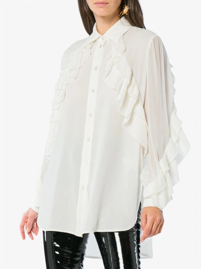 Shop Givenchy Ruffle Button Down Shirt In White