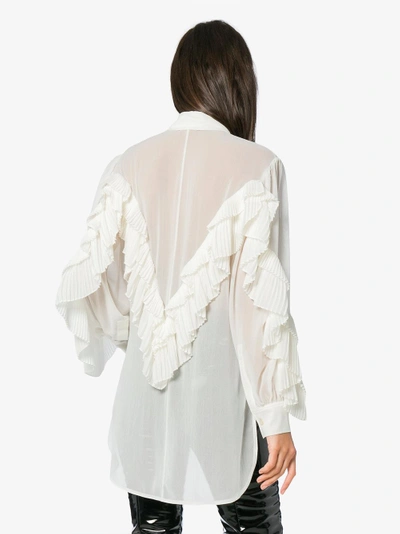 Shop Givenchy Ruffle Button Down Shirt In White