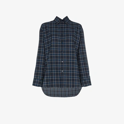 Shop Balenciaga Oversized Long Sleeve Flannel Check Cotton Shirt In Black