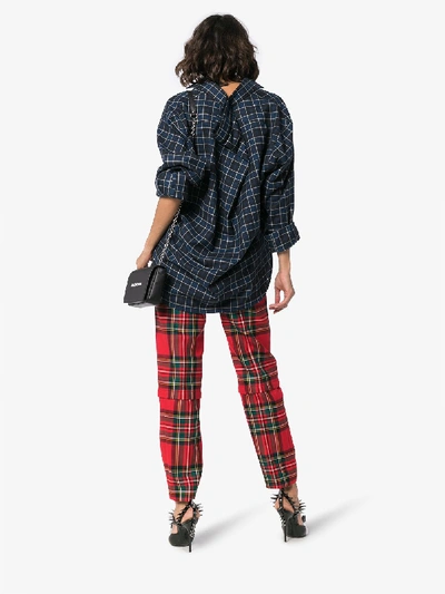 Shop Balenciaga Oversized Long Sleeve Flannel Check Cotton Shirt In Black