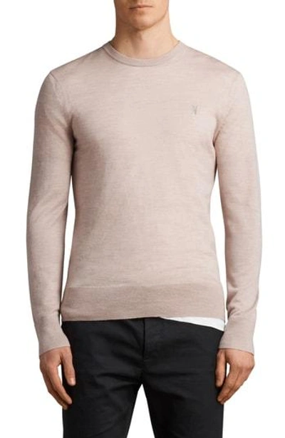 Shop Allsaints Mode Slim Fit Merino Wool Sweater In Opal Pink Marl