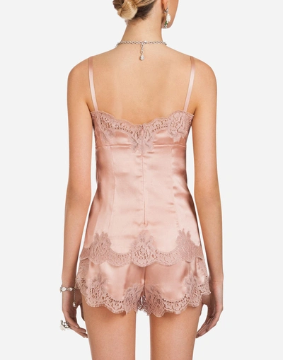 Shop Dolce & Gabbana Silk Satin Top In Pink