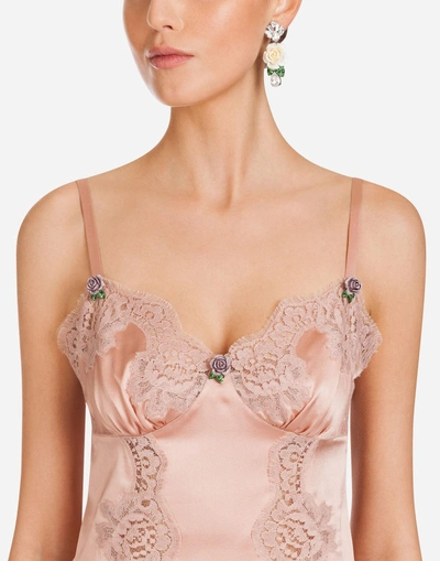 Shop Dolce & Gabbana Silk Satin Top In Pink