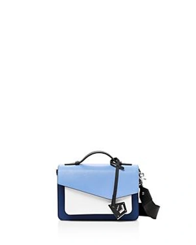 Shop Botkier Cobble Hill Color-block Leather Crossbody In Sky Blue/silver