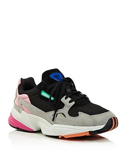 Shop Adidas Originals Women's Falcon Color-block Lace Up Sneakers In Core Black/core Black/light Granite