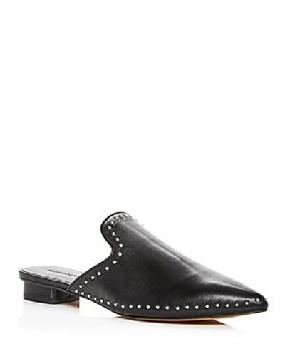 Shop Rebecca Minkoff Women's Chamille Studded Leather Pointed Toe Mules In Black