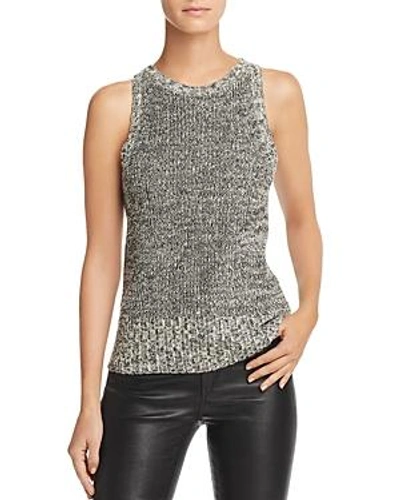 Shop Theory Marled Cutout Back Tank In Ivory/black