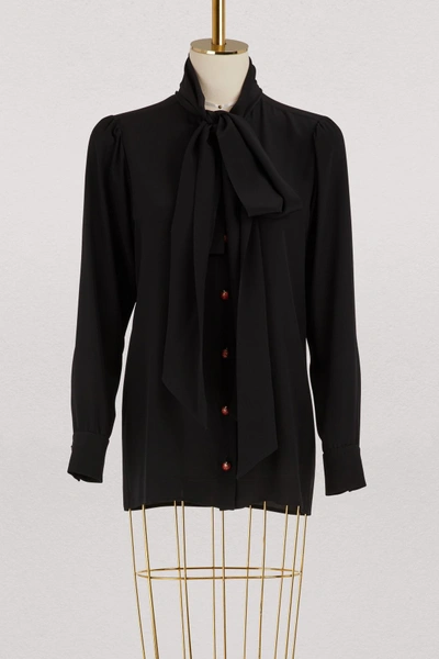 Shop Gucci Silk Shirt In Black