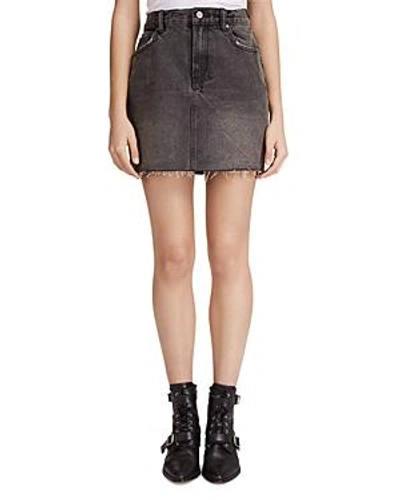 Shop Allsaints Betty Raw-edge Denim Skirt In Washed Black