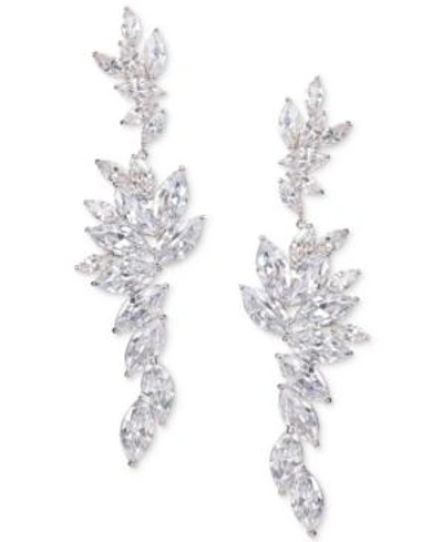 Shop Nina Silver-tone Layered Cubic Zirconia Drop Earrings In Rhod/white