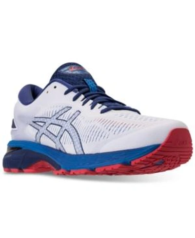 Shop Asics Men's Gel-kayano 25 Running Sneakers From Finish Line In White/blue Print
