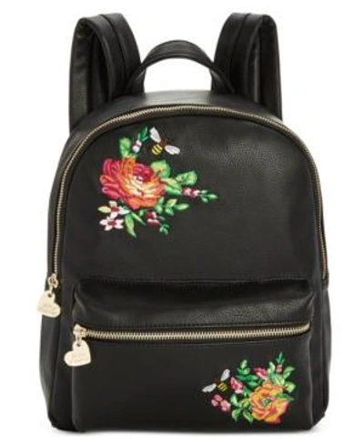 Shop Betsey Johnson Embroidered Backpack In Black