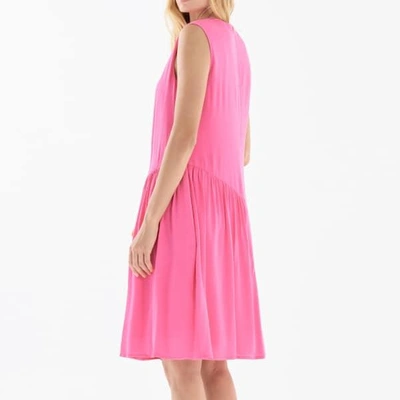 Shop Paisie Shift Dress With Gathered Shoulder & Side Panel In Pink
