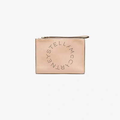 Shop Stella Mccartney Pink Logo Clutch Bag In Pink/purple