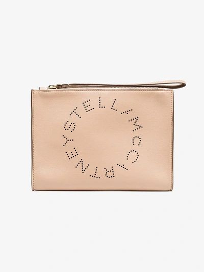 Shop Stella Mccartney Pink Logo Clutch Bag In Pink/purple