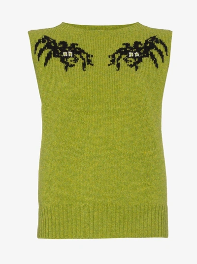 Shop Prada Spider Intarsia Vest In Green