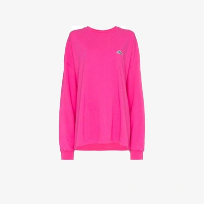 Shop We11 Done We11done Well Done Patch Oversized Cotton Jersey Sweatshirt In Pink/purple