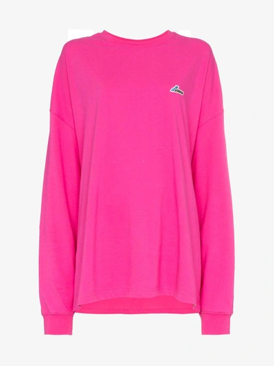 Shop We11 Done We11done Well Done Patch Oversized Cotton Jersey Sweatshirt In Pink/purple