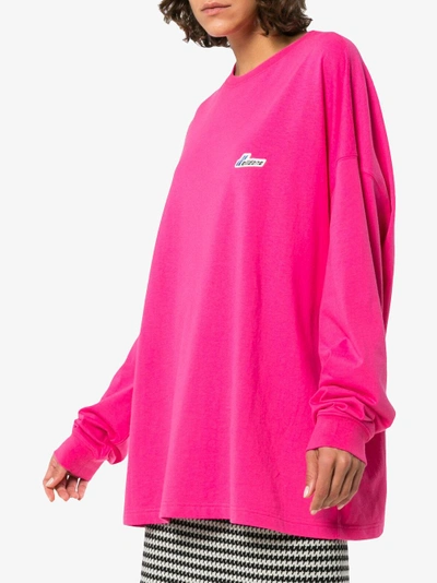 Shop We11 Done We11done Well Done Patch Oversized Cotton Jersey Sweatshirt In Pink/purple