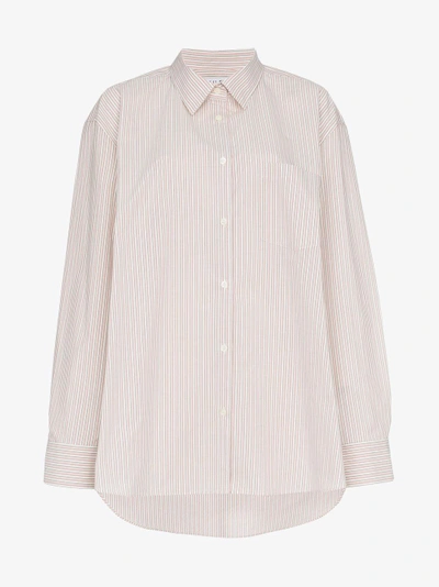 Shop We11 Done We11done Stripe Oversize Shirt In Pink/purple