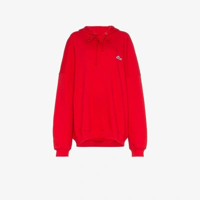 Shop We11 Done We11done Oversized Logo Patch Cotton Hoodie In Red