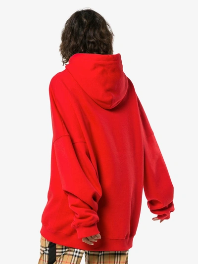 Shop We11 Done We11done Oversized Logo Patch Cotton Hoodie In Red