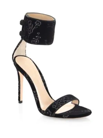 Shop Gianvito Rossi Mekong Velvet Ankle-strap Sandals In Black