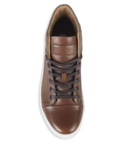 Shop Kenneth Cole Lace-up Leather High-top Sneakers In Grey