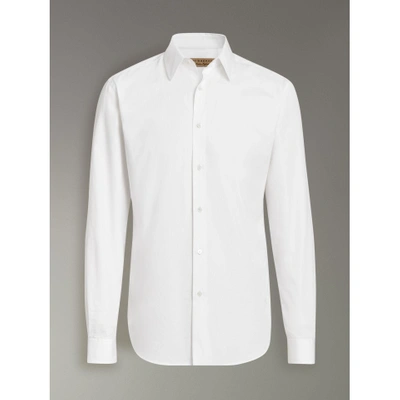 Shop Burberry Slim Fit Cotton Poplin Shirt In White