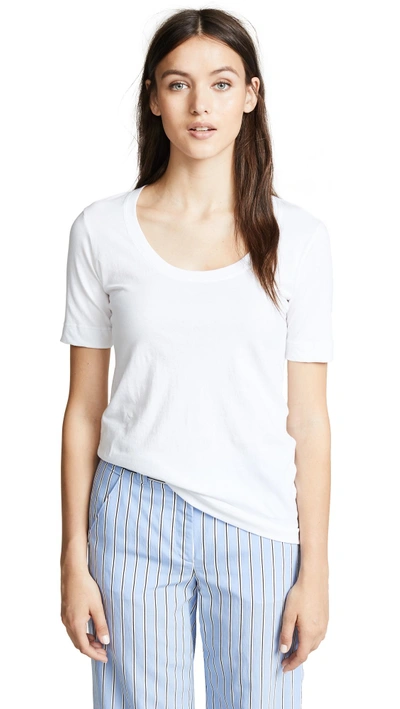 Shop Adam Lippes Open Neck T-shirt In White