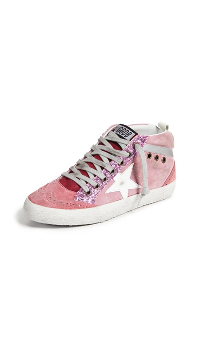 Shop Golden Goose Mid Star Sneakers In Pink/white