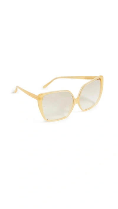 Shop Linda Farrow Luxe Oversized Square Sunglasses In Yellow/taupe