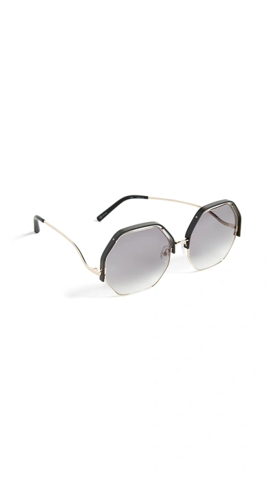 Shop Matthew Williamson Geometric Sunglasses In Black/grey