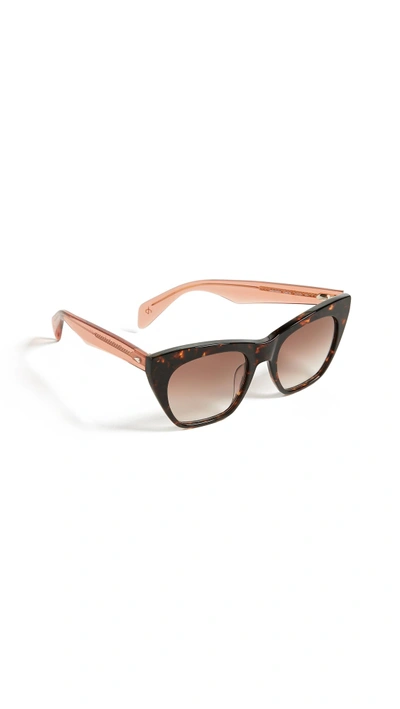 Shop Rag & Bone Thick Cat Eye Sunglasses In Havana Orange/brown Gradient
