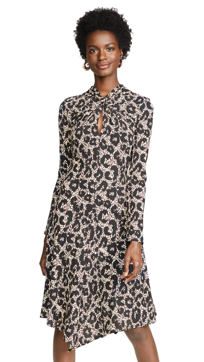 Shop Roberto Cavalli Knit Leopard Dress In Black/dark Camel