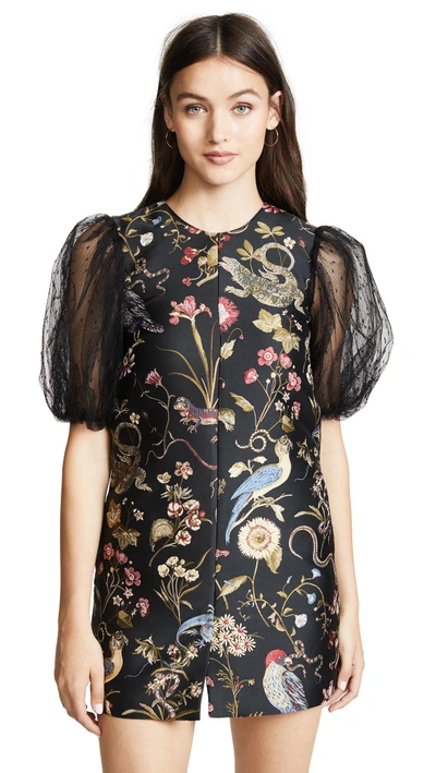 Shop Red Valentino Floral Embroidered Dress In Nero